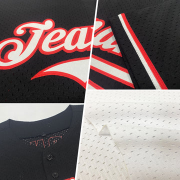 Custom White Black-Gray Mesh Authentic Throwback Baseball Jersey