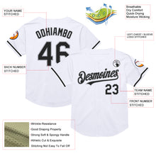 Load image into Gallery viewer, Custom White Black-Gray Mesh Authentic Throwback Baseball Jersey
