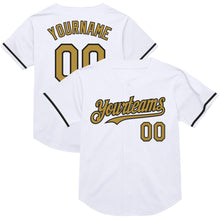 Charger l&#39;image dans la galerie, Custom White Old Gold-Black Mesh Authentic Throwback Baseball Jersey
