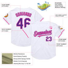 Charger l&#39;image dans la galerie, Custom White Purple-Pink Mesh Authentic Throwback Baseball Jersey
