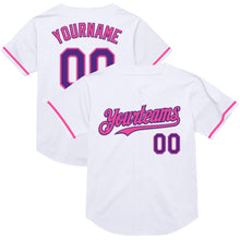 Charger l&#39;image dans la galerie, Custom White Purple-Pink Mesh Authentic Throwback Baseball Jersey
