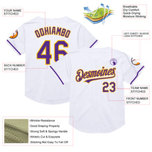 Charger l&#39;image dans la galerie, Custom White Purple-Gold Mesh Authentic Throwback Baseball Jersey
