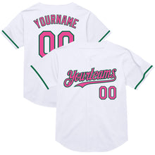 Charger l&#39;image dans la galerie, Custom White Pink-Kelly Green Mesh Authentic Throwback Baseball Jersey
