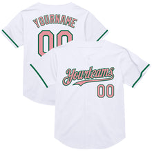 Charger l&#39;image dans la galerie, Custom White Medium Pink-Kelly Green Mesh Authentic Throwback Baseball Jersey
