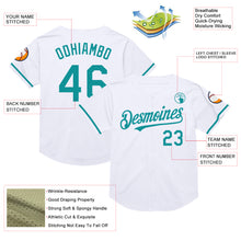 Load image into Gallery viewer, Custom White Teal Mesh Authentic Throwback Baseball Jersey
