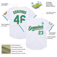 Загрузить изображение в средство просмотра галереи, Custom White Teal-Old Gold Mesh Authentic Throwback Baseball Jersey
