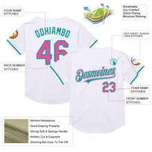 Charger l&#39;image dans la galerie, Custom White Pink-Teal Mesh Authentic Throwback Baseball Jersey
