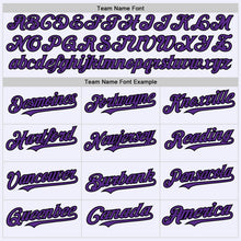 Load image into Gallery viewer, Custom White Purple-Black Mesh Authentic Throwback Baseball Jersey
