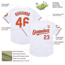 Load image into Gallery viewer, Custom White Orange-Powder Blue Mesh Authentic Throwback Baseball Jersey
