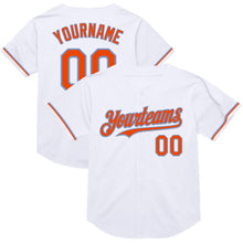 Load image into Gallery viewer, Custom White Orange-Powder Blue Mesh Authentic Throwback Baseball Jersey
