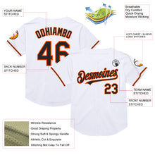 Load image into Gallery viewer, Custom White Black-Orange Mesh Authentic Throwback Baseball Jersey
