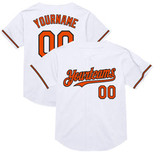 Load image into Gallery viewer, Custom White Orange-Black Mesh Authentic Throwback Baseball Jersey
