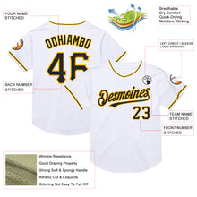 Load image into Gallery viewer, Custom White Black-Gold Mesh Authentic Throwback Baseball Jersey
