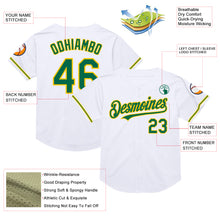 Load image into Gallery viewer, Custom White Kelly Green-Yellow Mesh Authentic Throwback Baseball Jersey
