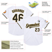 Load image into Gallery viewer, Custom White Black-Old Gold Mesh Authentic Throwback Baseball Jersey
