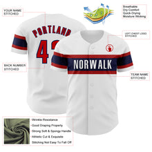 Load image into Gallery viewer, Custom White Red-Navy Authentic Baseball Jersey
