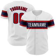 Load image into Gallery viewer, Custom White Red-Navy Authentic Baseball Jersey
