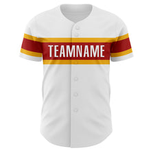 Load image into Gallery viewer, Custom White Gold-Red Authentic Baseball Jersey
