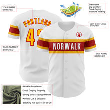 Load image into Gallery viewer, Custom White Gold-Red Authentic Baseball Jersey
