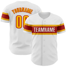 Load image into Gallery viewer, Custom White Gold-Red Authentic Baseball Jersey
