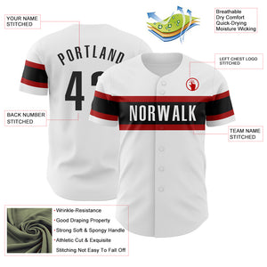 Custom White Black-Red Authentic Baseball Jersey