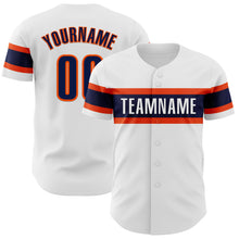 Charger l&#39;image dans la galerie, Custom White Navy-Orange Authentic Baseball Jersey
