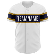 Charger l&#39;image dans la galerie, Custom White Navy-Old Gold Authentic Baseball Jersey
