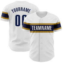 Charger l&#39;image dans la galerie, Custom White Navy-Old Gold Authentic Baseball Jersey
