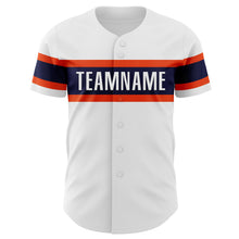 Load image into Gallery viewer, Custom White Navy-Orange Authentic Baseball Jersey
