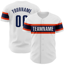 Load image into Gallery viewer, Custom White Navy-Orange Authentic Baseball Jersey
