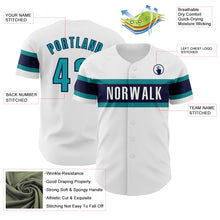 Load image into Gallery viewer, Custom White Teal-Navy Authentic Baseball Jersey
