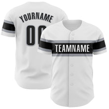 Load image into Gallery viewer, Custom White Black-Gray Authentic Baseball Jersey
