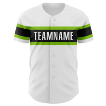 Load image into Gallery viewer, Custom White Neon Green-Black Authentic Baseball Jersey
