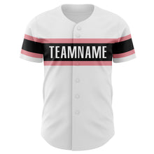 Charger l&#39;image dans la galerie, Custom White Medium Pink-Black Authentic Baseball Jersey
