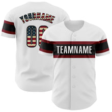 Charger l&#39;image dans la galerie, Custom White Vintage USA Flag Black-Maroon Authentic Baseball Jersey
