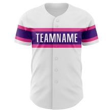 Load image into Gallery viewer, Custom White Purple-Pink Authentic Baseball Jersey
