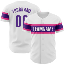 Load image into Gallery viewer, Custom White Purple-Pink Authentic Baseball Jersey
