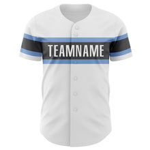 Charger l&#39;image dans la galerie, Custom White Light Blue-Steel Gray Authentic Baseball Jersey
