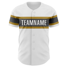 Charger l&#39;image dans la galerie, Custom White Steel Gray-Old Gold Authentic Baseball Jersey
