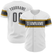 Charger l&#39;image dans la galerie, Custom White Steel Gray-Old Gold Authentic Baseball Jersey
