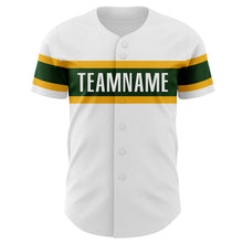 Load image into Gallery viewer, Custom White Green-Gold Authentic Baseball Jersey
