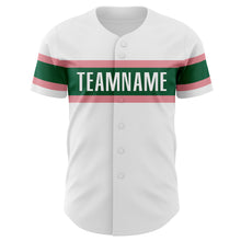 Load image into Gallery viewer, Custom White Medium Pink-Kelly Green Authentic Baseball Jersey
