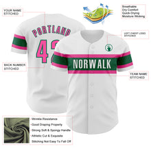 Charger l&#39;image dans la galerie, Custom White Pink-Kelly Green Authentic Baseball Jersey
