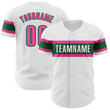 Charger l&#39;image dans la galerie, Custom White Pink-Kelly Green Authentic Baseball Jersey
