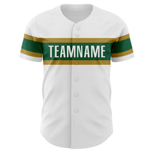 Load image into Gallery viewer, Custom White Kelly Green-Old Gold Authentic Baseball Jersey
