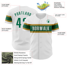 Load image into Gallery viewer, Custom White Kelly Green-Old Gold Authentic Baseball Jersey
