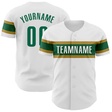 Load image into Gallery viewer, Custom White Kelly Green-Old Gold Authentic Baseball Jersey
