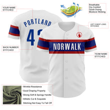 Load image into Gallery viewer, Custom White Royal-Red Authentic Baseball Jersey
