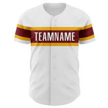 Charger l&#39;image dans la galerie, Custom White Maroon-Gold Authentic Baseball Jersey
