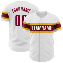 Charger l&#39;image dans la galerie, Custom White Maroon-Gold Authentic Baseball Jersey
